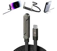 USB C to USB C Cable,240W Braided Fast Charge Cable with Built-in Phone Stand,Invisible Stand Charging Cables 4.92 FT,Right Angle Phone Charger Cord,Foldable Holder for Smartphones Tablets (1 pcs)