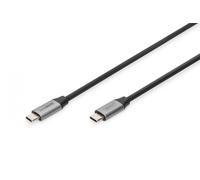 DIGITUS Cavo di collegamento USB-C - USB 3.0 Gen1 - da Tipo-C a Tipo-C - 5 Gbps - 60W Power Delivery - Thunderbolt 3-4k/60Hz - 1m - nero
