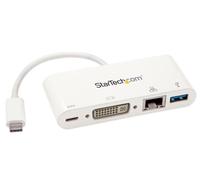 Usb-C USB 3.0 DVI Ethernet Multi Ingresso Adattatore Potenza Consegna Bianco