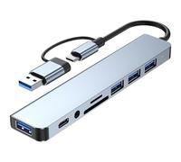 USB C + USB3.0 Dock Dongle 3xUSB2.0+1xUSB3.0+1xType C Card Reader Adapter 8 Port Adapter Dock Per Laptop Tastiere