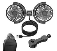 USB Car Seat Fan, Double-Head Cooling Blower, 3-Speed Rear Headrest Cooler, Ergonomic 270° Rotatable Air Circulator, Portable Seat Ventilator for Sedan, SUV, RV, and Truck Use