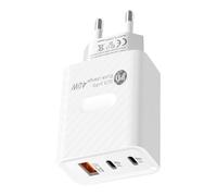 USB Charger Block - Adattatore da parete, carico rapido da 40 W, presa universale | Caricatore portatile con porte di tipo C e USB, ideale per casa, ufficio e viaggi