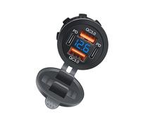 Usb Charging Socket 12v-24v Power Outlet Double A+double Type-c with Caps Voltmeter Port for Car Boats Marine