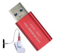 USB Data Blocker Portable Adapter Stable Protector Fast Charging Phone Tablet Computer Daily Use Travel Work Aluminum Alloy Red Gray Silver 4.17x1.735x0.745cm Secure Connection Device Gadget Ele