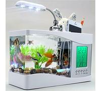 USB Desk Aquarium Schermo LCD Tank Clock Lampada LED
