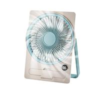 Usb Desk Fan, Small Digital Table Fan, Personal Cooling Tool, 7.28 x 5.31 Inches Display Airflow Settings, Hangable Stand Design Compact Size for Dorm, Room, Kitchen, Office Use