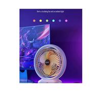 Usb Desktop Rechargeable Plug-In Dual-Use 2000mah Portable Fan with Colorful Marquee, Three Wind Speeds, 180-Degree Rotation, Silent Outdoor Camping O