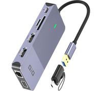 USB Docking Station GIQ USB C HUB USB 3.0 to Dual HDMI VGA Adapter Triple Display USB C Laptop Docking Station Dual Monitor HDMI Splitter Extender Compatible with MacBook M1 M2 M3 M4 M5 USB Dock-Gray