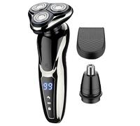USB Electric Face Shaver - 3-in-1 Beard Trimmer | Compact 15x4cm Rechargeable Shaver with Washable Head, Stainless Steel Trimmer with LED Indicator, Cordless Grooming Tool for Facial Hair
