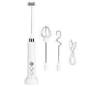 USB Electric Hand Mixer 3 in 1 | 3 Speed Portable Milk Frother for Coffee/Eggs/Protein Shakes | Rechargeable Mini Whisk with 3 Attachments, 1200mAh Battery
