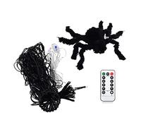 USB Halloween Spider Web Light LED Decorazione ragno nero Illuminazione con 70 LED Luci arancioni impermeabili Modalità di controllo multiple per la decorazione domestica di feste