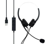 CADORABO USB Headset per computer portatile PC con microfono a cancellazione di rumore Cuffia USB, NERO