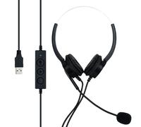 CADORABO USB Headset per computer portatile PC con microfono a cancellazione di rumore Cuffia USB, NERO