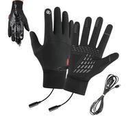 USB Heated Gloves, Screen Touch Thermal Winter Heating Mitts, Waterproof Cold Weather Electric Gloves for Running, Fishing, Cycling, Commuting, Hiking, Outdoor Activities, Daily Wear, Black