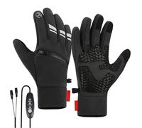 USB Heated Gloves - Winter Touchscreen Mittens | Three Temperature Settings, Waterproof USB Heated Gloves with Pockets, Touch Screen Mittens for Motorcycle Riding, Cycling, Camping, Hiking, Hunting