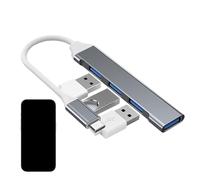 USB Hub, 4-Port Data Splitter, Portable Adapter Expander, 3.0 Interface, Compact Design, Desktop, Laptop, Flash Drive, Printer, and Keyboards