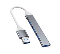 USB Hub, 4-Port Data Splitter, Portable Adapter Expander, 3.0 Interface, Compact Design, Desktop, Laptop, Flash Drive, HDD, Printer, and Keyboards