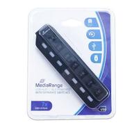 MediaRange USB 2.0 Verteiler 1:7 mit separaten Schaltern, bus powered, schwarz