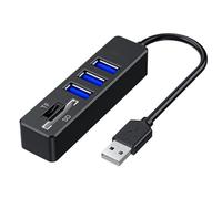 Usb Hub Adapter, Multiport Laptop Expander, High-Speed Data Transfer, Direct Dock Docking Support, Ideal for Camera Connection, Card Reader, Computers, and Office Accessories, 8.5x2cm Black
