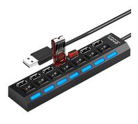 USB Hub, Porta Data Splitter, Compact Design, Anti-Slip Base, Independent Power Button, Remote Work Accessory, Setup Tool, Studio Equipment, Travel-Friendly Use