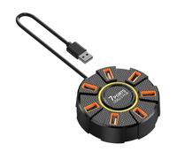 USB Hub Splitter, Round 7 Port Expander USB Adapter USB Expanders, Practical Accessory, Portable, Multi-Functional with Colorful Lights for Keyboard, Flash Drive, 1.2 Meters