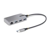 StarTech.com Hub USB con Ethernet a 3 porte - Hub USB 3.0 5Gbps alimentato da bus - Hub splitter USB-A a 3x USB-A RJ45 per desktop/notebook con alimentazione opzionale - Cavo 30 cm (5G4AB-USB-A-HUB)