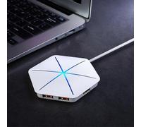 Usb Hub Vertical Data Hub with Long Cable - 6 Ports Usb Extension Cable Extra Usb Ports-white (colorful Glow Without Otg Function)