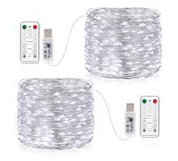 USB Luci di Fata LED, 15M 150 LED Spina USB con Telecomando 8 programma Timer Catena Luminosa per Interni ed Esterni, Natalizi, Matrimoni, Feste di Compleanno - 2 Pezzi