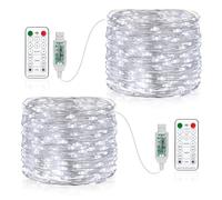 USB Luci di Fata LED, 15M 150 LED Spina USB con Telecomando 8 programma Timer Catena Luminosa per Interni ed Esterni, Natalizi, Matrimoni, Feste di Compleanno - 2 Pezzi