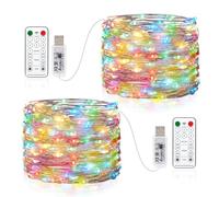 USB Luci di Fata LED, 15M 150 LED Spina USB con Telecomando 8 programma Timer Catena Luminosa per Interni ed Esterni, Natalizi, Matrimoni, Feste di Compleanno - 2 Pezzi