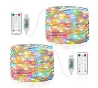 USB Luci di Fata LED, 15M 150 LED Spina USB con Telecomando 8 programma Timer Catena Luminosa per Interni ed Esterni, Natalizi, Matrimoni, Feste di Compleanno - 2 Pezzi