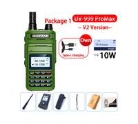 (USB Plug-V2 Army Green 1)2023 UV-999 Pro Max V2 10W Potente walkie-talkie dual band Type-C a lungo