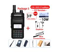(USB Plug-V2 Nero 5)2023 UV-999 Pro Max V2 10W Potente ricetrasmettitore dual band Walkie Talkie Type-C