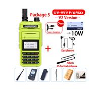 (USB Plug-V2 Shiny Green 5)2023 UV-999 Pro Max V2 10W Potente walkie-talkie dual band Type-C a lungo