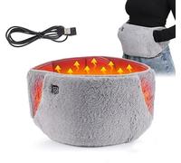 USB Powered Heated Waist Belt, Powered Heating Pad with Hand Pockets, Cordless Back Heating Pad with Adjustable Strap and 3-Level Temperature Control, for Girls Belly Leg Body-grey