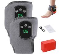 USB Rechargeable Ankle & Foot Massager, Naxirs 3 in 1 Foot Massager, with 3 Vibration Mode,5 Heat Leavel Visible Screen, Auto Shut Off, Lightweight & Portable, for Home/Office/Travel (Gray 2 Pcs)