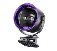 Usb Rechargeable Clip on Car Fan, 100-Speed Quiet Cooling Fan Led Display, Strong Grip Air Circulator, Ideal for Camping, Dorms, Outdoor Activities, Hot Weather Reliefs, 11.5x17x10cm Gray Cream