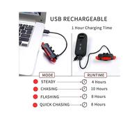 Usb Rechargeable Led Bike Tail Light Bright Bicycle Rear Cycling Safety Flashlight, 330mah Lithium Battery, 4 Light Mode Options Tw