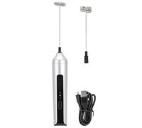 USB Rechargeable Milk Frother | 15000 RPM Handheld Electric Mixer for Coffee/Lattes/Hot Chocolate | 304 Stainless Steel with 2 Foam Heads & 3 Speeds | 1500mAh Battery