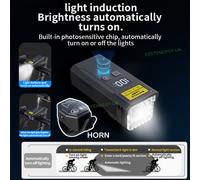 USB Rechargeable Mountain Bike Light Bicycle LED Torch Front Rear Lamp Horn Set