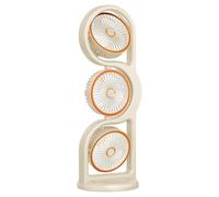 USB Rechargeable Standing Fan - 5 Mode 3 Head 360 Rotating Cooling Fan, Tower Table Fans | Cooling Device | Air Cooler Air Circulator for Home Bedroom Office Dorm Travel Camping Outdoor Use