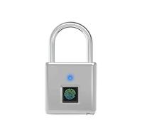 USB Ricaricabile Porta Smart Lock Lucchetto for impronte digitali Sblocco rapido Metallo in lega di zinco Elevata identificazione Blocco di sicurezza(P4-SILVERY)