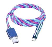USB rotante con effetto luce LED per il trasferimento dei dati, ricarica rapida, illuminazione notturna, corrente 3A, design fresco, modello di luce fluente, compatibile con i dispositivi comuni (D