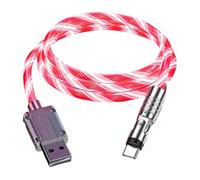 USB rotante con effetto luce LED per il trasferimento dei dati, ricarica rapida, illuminazione notturna, corrente 3A, design fresco, modello di luce fluente, compatibile con i dispositivi comuni (A