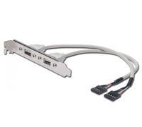 DIGITUS Staffa USB 2.0-0,25 m - 2x IDC (5 pin) (F) a 2x USB A (F) - 480 Mbit/s - Compatibile con USB - Beige