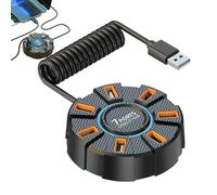 USB Splitter Cable, 7-Port USB Hub Splitter, Round USB Data Splitter, Multi-Port USB Adapter, USB Hub with Lights, Portable USB Splitter, High-Speed USB Splitter Hub, USB Splitter for Flash Drives