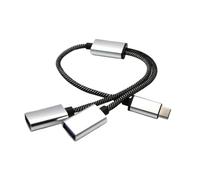 USB Splitter, Data Charger Cord, 2 in 1 Adapter Expander, Docking Station, Type C, 480Mbps Transmission Rate, Portable USB Hub for Camera, Keyboard, PC Desktop, Laptop Connectivity