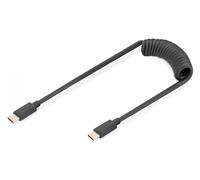 DIGITUS Cavo a Spirale USB 2.0 - da USB-C a USB-C - 480 Mbit/s - Power Delivery 60W - Estensibile Fino a 1m - Nero