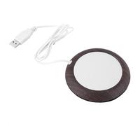 USB Wood Grain Cup, Warmer Heat Beverage Mug Mat, Mug Warmer USB Heated Coaster Electric Cup Drink Plate for Most Stainless Steel Cup, Feeding Bottle (Deep walnut wood grain)