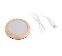 USB Wood Grain Cup, Warmer Heat Beverage Mug Mat, Mug Warmer USB Heated Coaster Electric Cup Drink Plate for Most Stainless Steel Cup, Feeding Bottle (Light walnut grain)